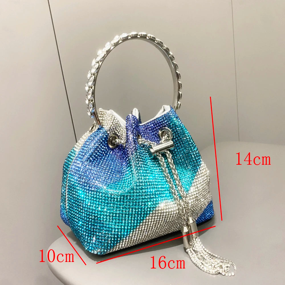 purses and handbags bags for women luxury Designer bucket clutch purse evening banquet bag Crystal rhinestone shoulder bags