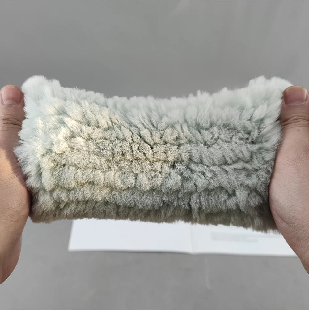 New Arrival Women Knit Fur Mitten Girls 100% Real Genuine Knitted Rex Rabbit Fur Mittens Winter Warm Real Fur Fingerless Gloves