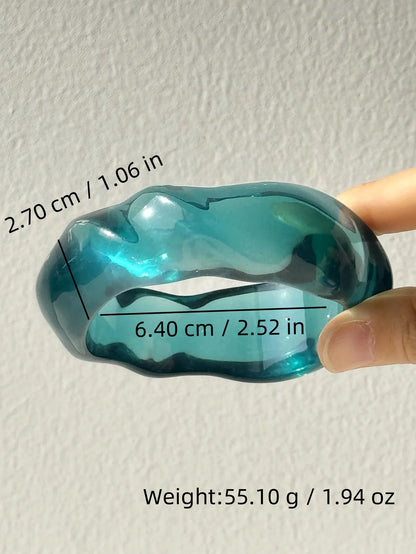 Blue Twisted Irregular Square Round Summer Resin Bracelet for Women Girl Party Jewelry HUANZHI 2025 NEW INS