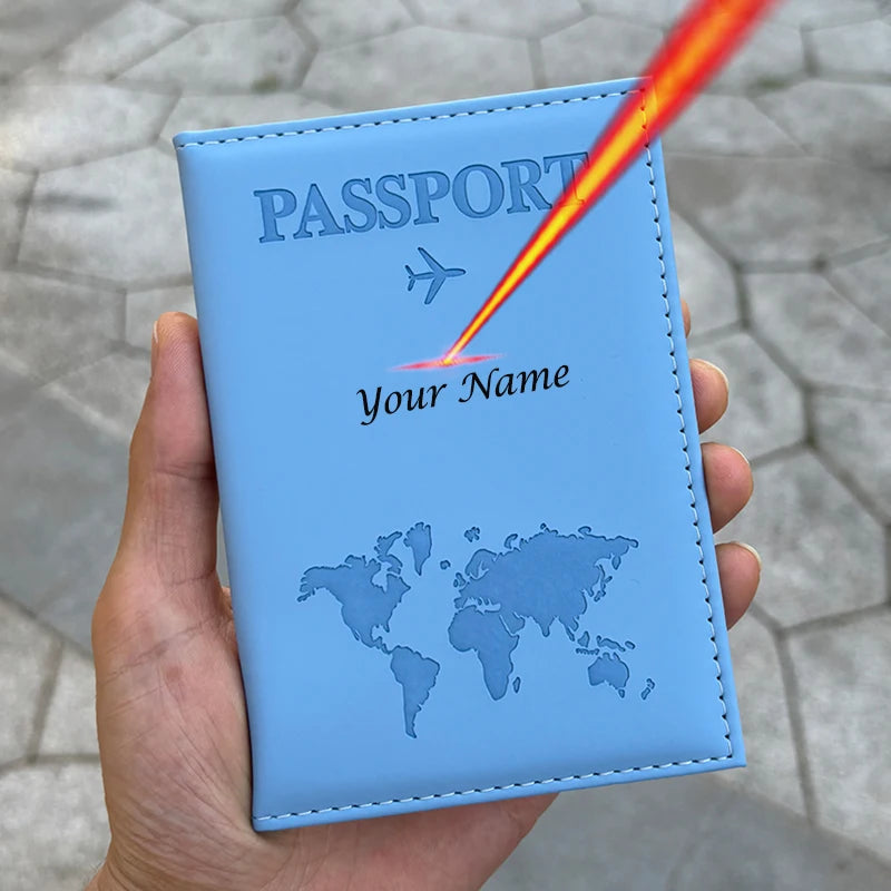 Custom Name on Passport Holder Travel Wallet Pu Cover for Passport Passeport Personnalisé (confirm name first then make order) )