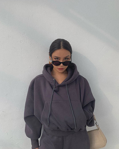 Casual New Fashion Hoodies Suit Women Winter Spring Solid Tracksuit Two Pieces Set Sports Pullover Sweatpants Sweatshirt Mujer