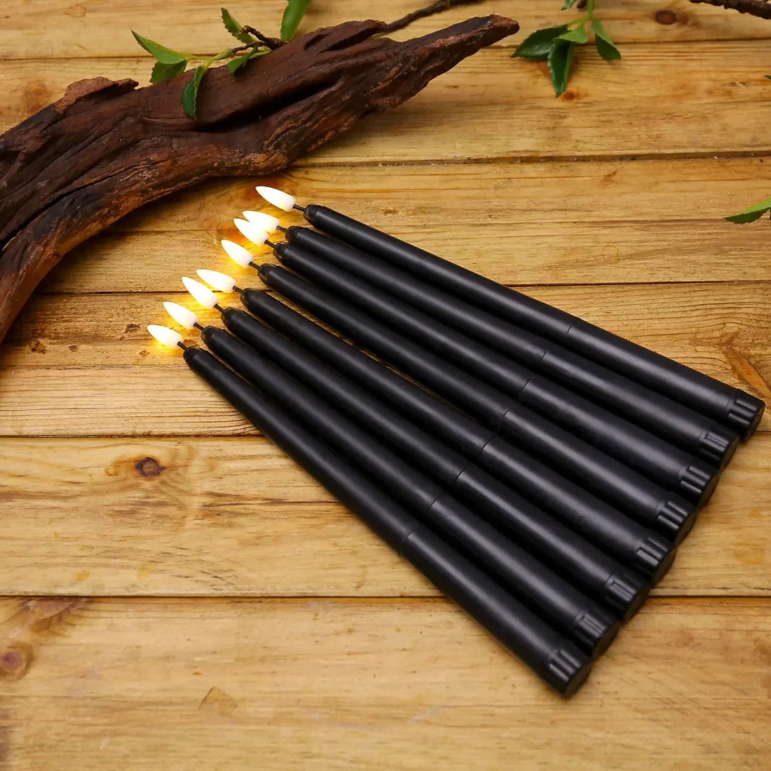 Black/White Led Candles with Flickering Flame,Battery Operated Flameless Halloween Grave Decor Votive Church Candles 1pc