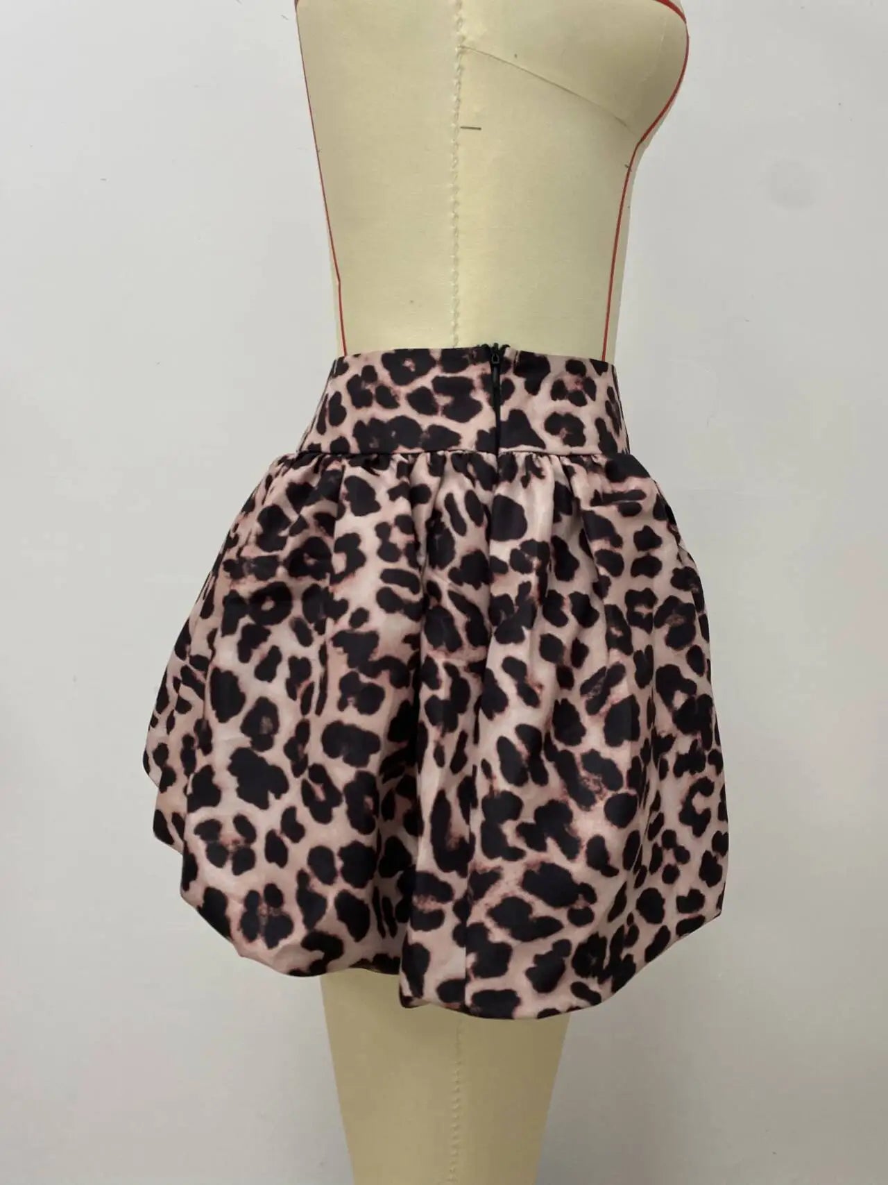 CMYAYA Autumn Bubble A-Line Basic Plaid Leopard High Waist Women's Bud Skirt Sweet Cute Sexy Casual 2024 Street Skirts Vacation