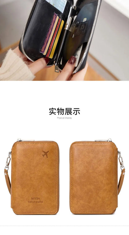 Minimalist and fashionable RFID passport holder multifunctional PU leather travel accessory passport holder wallet holder unisex