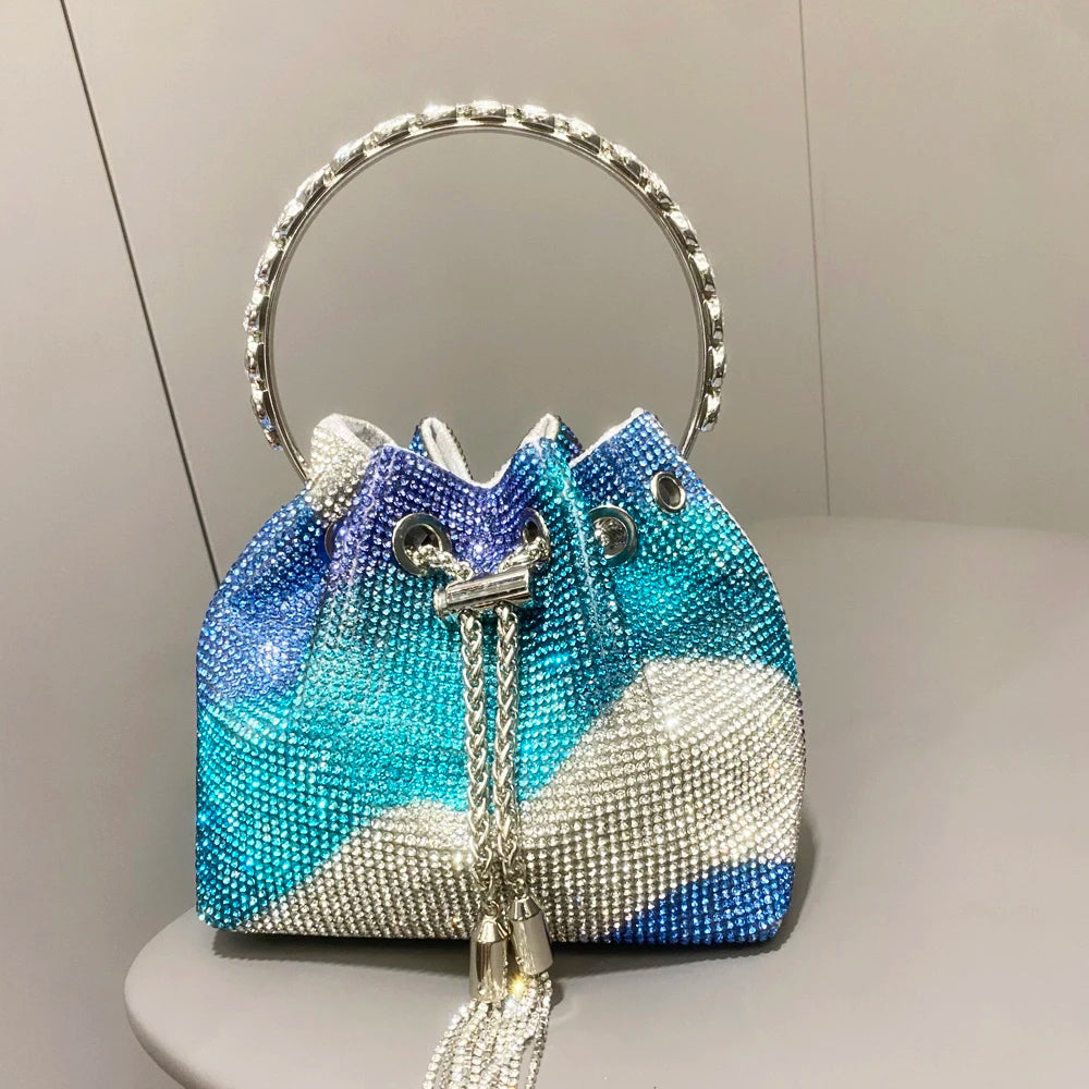 purses and handbags bags for women luxury Designer bucket clutch purse evening banquet bag Crystal rhinestone shoulder bags