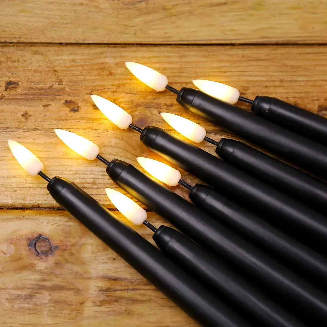 Black/White Led Candles with Flickering Flame,Battery Operated Flameless Halloween Grave Decor Votive Church Candles 1pc
