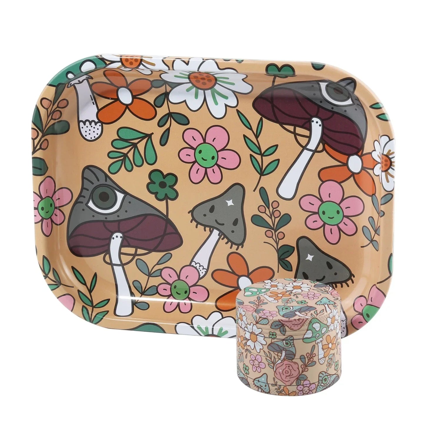 3 Pieces Love Heart Metal Herb Grinder and Rolling Tray Ashtray Combo