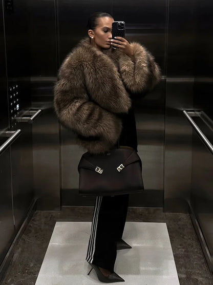 TARUXY Imitation Mink Fur Short Coat For Women Retro Niche Autumn Winter Two-wear Plush Jacket Loose High Street Faux Fur Coat