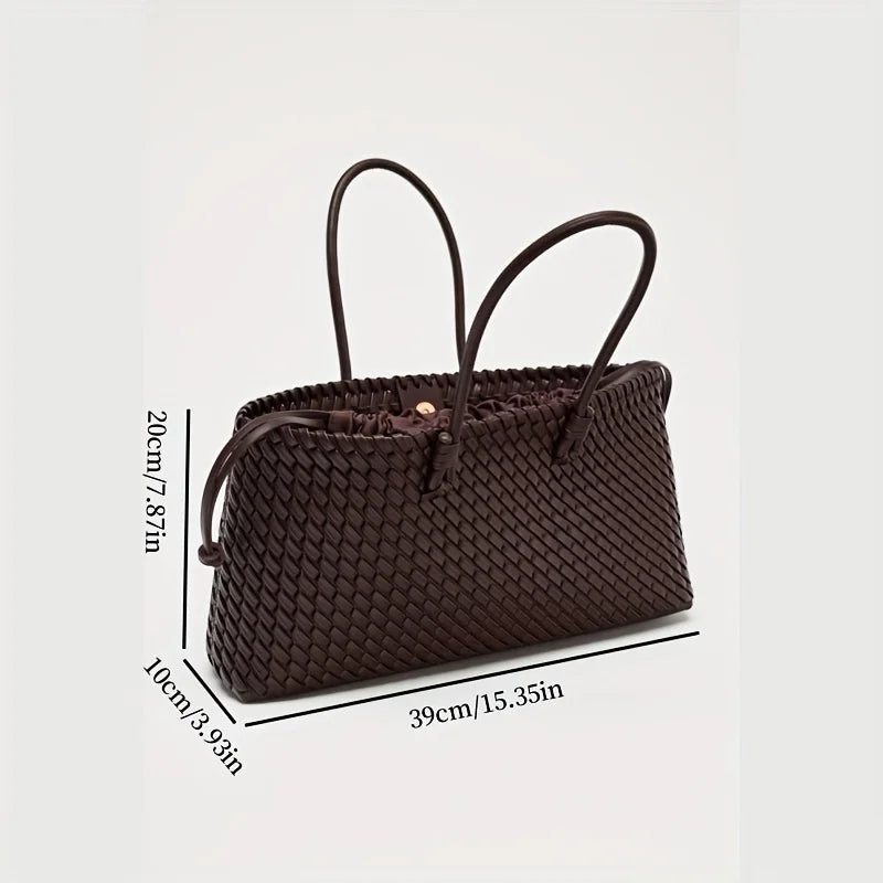 Luxury Handwoven Tote Bag- Elegant Women's Shoulder Purse, Spacious Multi-Functional Travel Bag for Daily Commute & Journeys
