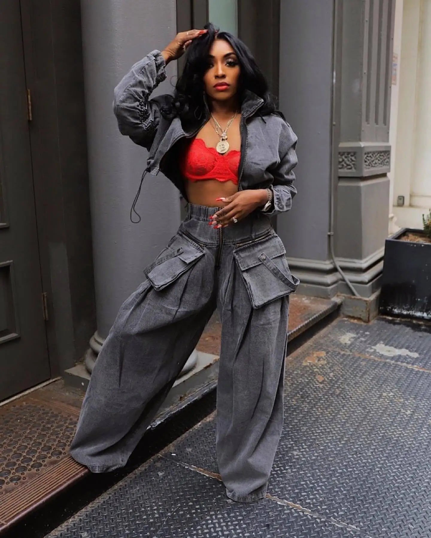 Denim Two Piece Sets Women Pant Set Y2k Streetwear Coats Jeans Elegant Matching Sets Coat Top Long Pants Jackets Streetwear