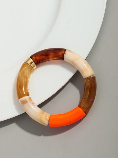 Bohomia New Acrylic Chunky Bamboo Stackable Bracelet for Women Boho Elastic Colorful Tube Beads Braceletes 2025 Fashion Jewelry