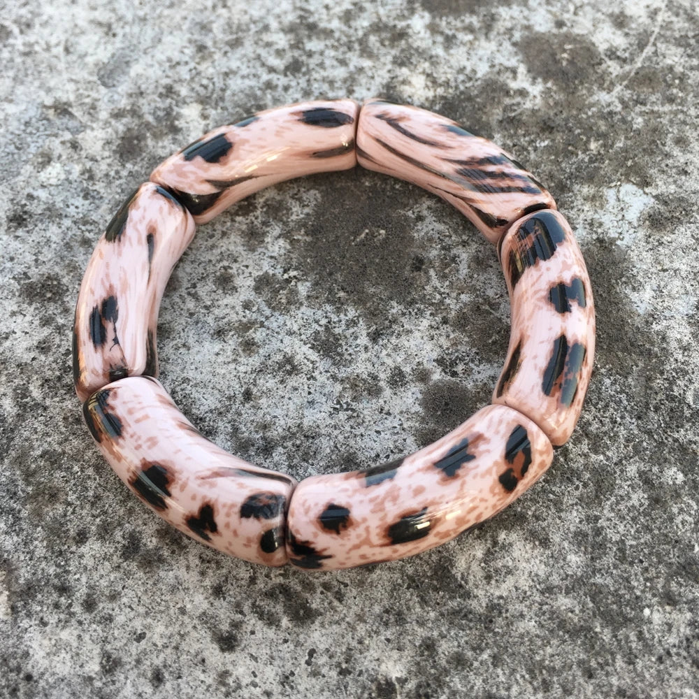 FishSheep Vintage Leopard Print Acrylic Stackable Bracelets Bangles for Women Resin Stretchy Bracelet 2023 Fashion Jewelry Gift