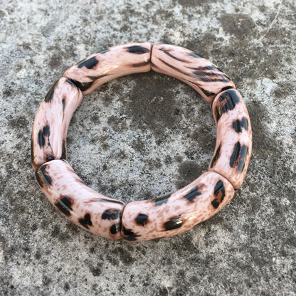 FishSheep Vintage Leopard Print Acrylic Stackable Bracelets Bangles for Women Resin Stretchy Bracelet 2023 Fashion Jewelry Gift