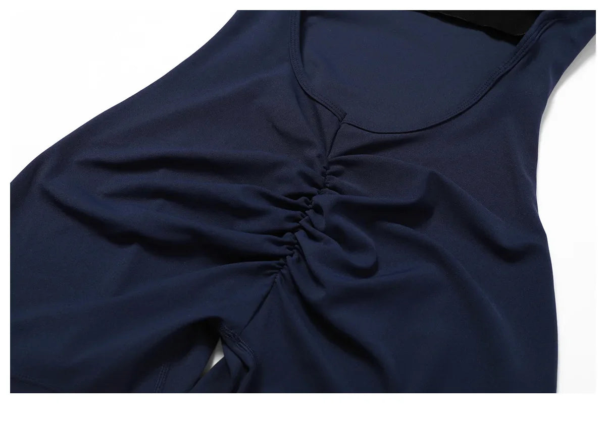 Custom LOGO women's clothing quick-drying nude sports onesie casual running fitness tight back yoga clothing