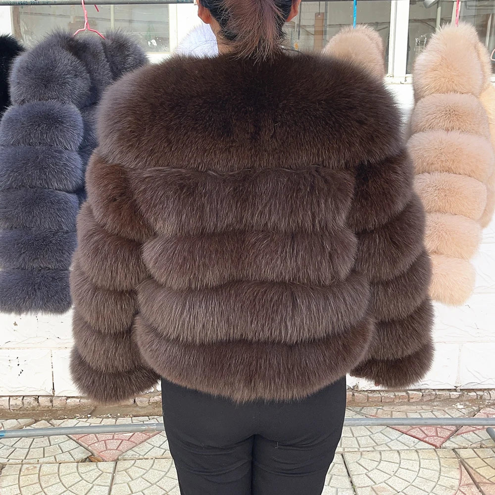 QUEENTINA Fox Fur Coat Real Winter Women'S New Fashion Furry 2025 Leather And Skin White Clothing Natural New In Coats & Jackets