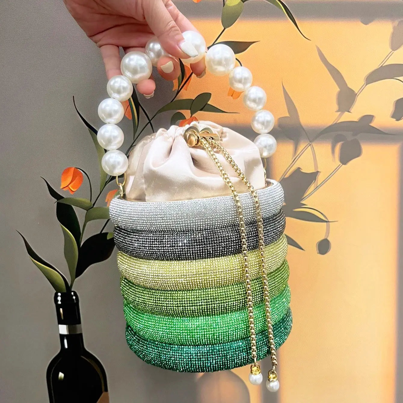 handmade Rhinestones Evening clutch Bag Purses and handbag luxury Designer shoulder bag Shiny Crystal Clutch purse bucket bag