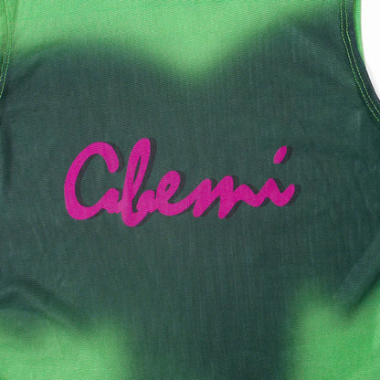 Simenual Fairy Grunge Tie Dye Printed Sleeveless Tank Top Sexy Mesh See Through Crop Tops Women Hot Club Vest Y2K Slim Clothing