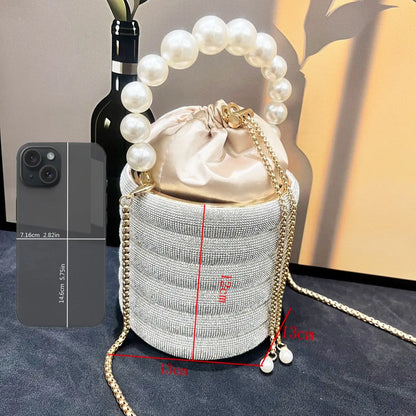 handmade Rhinestones Evening clutch Bag Purses and handbag luxury Designer shoulder bag Shiny Crystal Clutch purse bucket bag