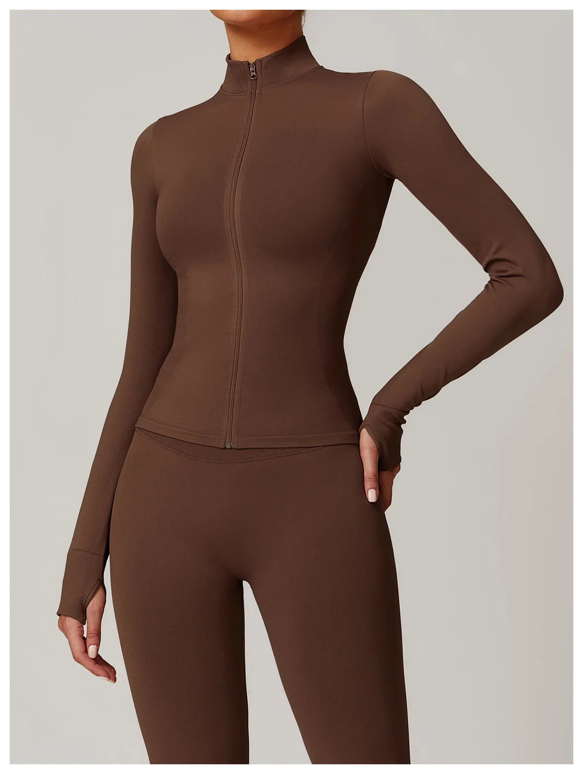 Customized LOGO women's seamless stand-up collar zipper yoga clothes jacket windproof slim top sports running jacket jacket