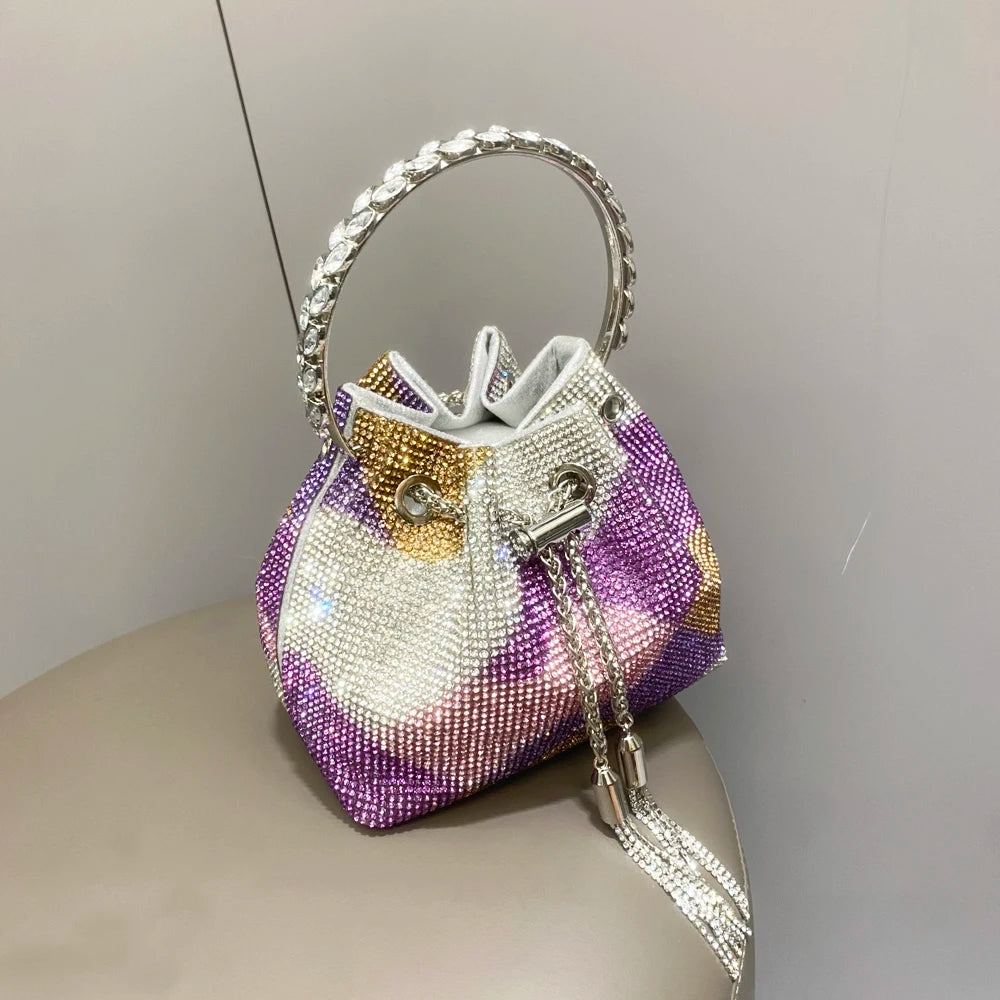 purses and handbags bags for women luxury Designer bucket clutch purse evening banquet bag Crystal rhinestone shoulder bags