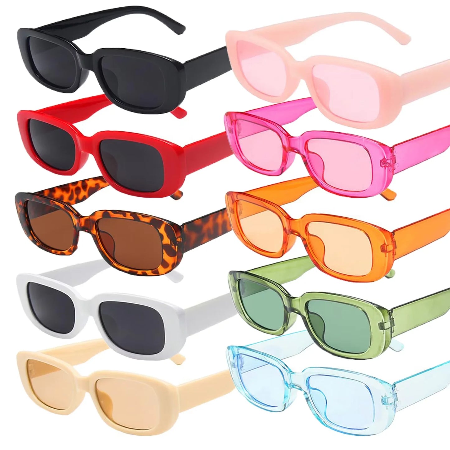 10-80Pcs Retro Rectangle Frame Sunglasses Hen Party Sunglasses Y2K Fashion Sunglasses for Woman Man Party Birthday Photograph