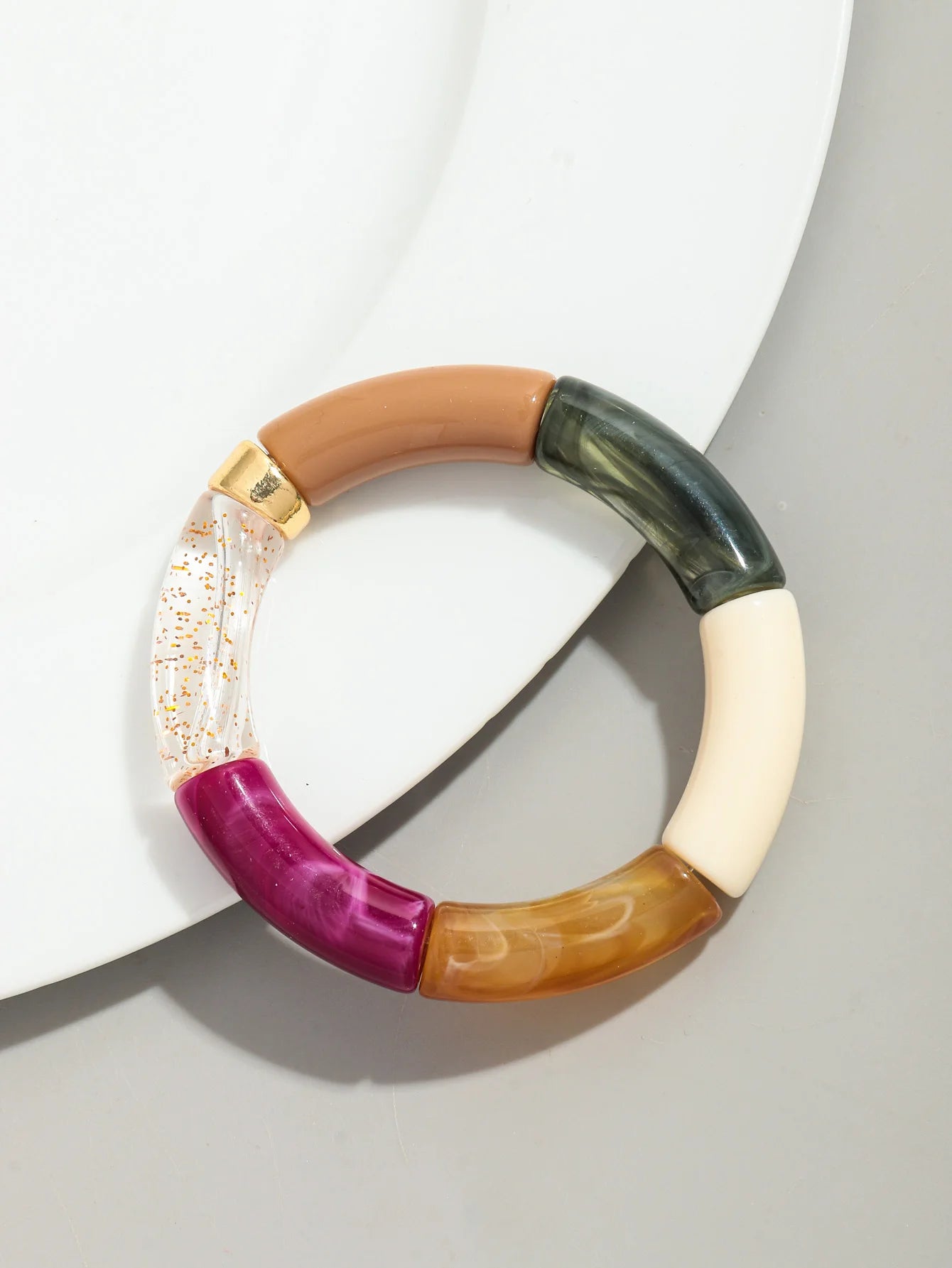 Bohomia New Acrylic Chunky Bamboo Stackable Bracelet for Women Boho Elastic Colorful Tube Beads Braceletes 2025 Fashion Jewelry