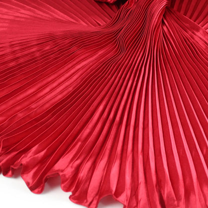 Women's Fashion Pleated Mermaid Long Skirt Korean Style Casual High Waist Satin Flowy Skirts Shiny 19 Colors 2024 Spring SK500