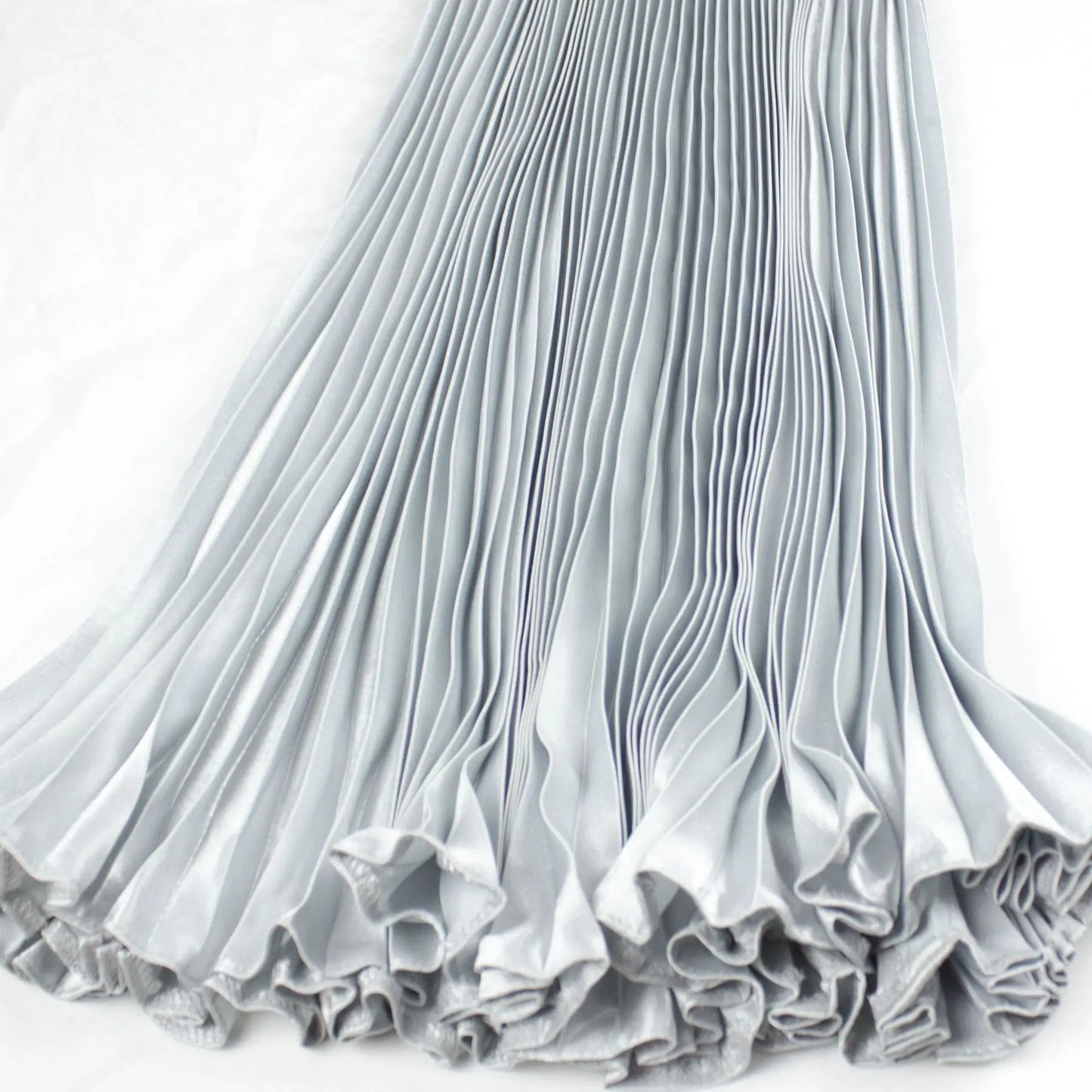 Women's Fashion Pleated Mermaid Long Skirt Korean Style Casual High Waist Satin Flowy Skirts Shiny 19 Colors 2024 Spring SK500