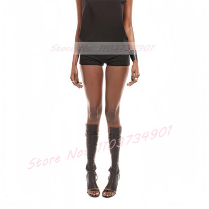 Strappy Gladiator Sandals Women Sexy Open Toe Black PU Leather Stiletto High Heels Shoes Female Rome Party Large Size Sandals