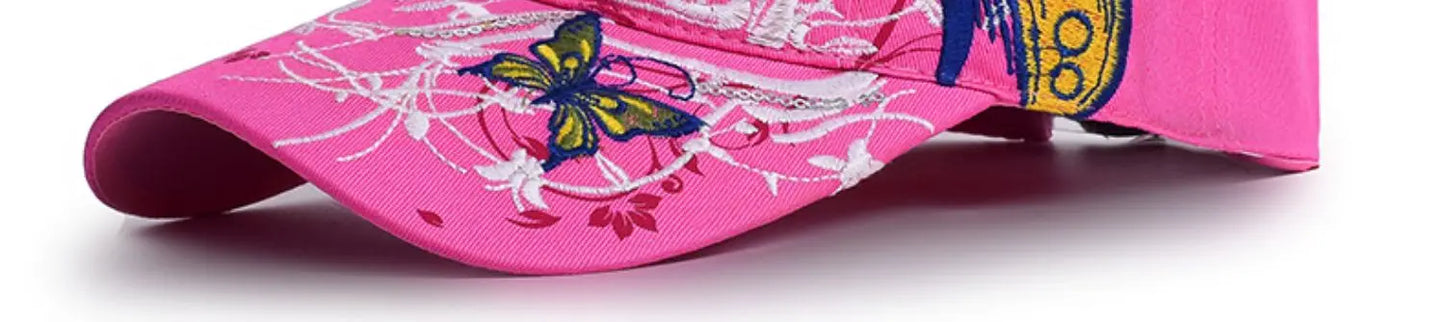 Baseball Cap Women Embroidered Flower Baseball Hat Spring Summer Hats For Women Cotton Snapback Vintage Ethnic Style Sun Visor
