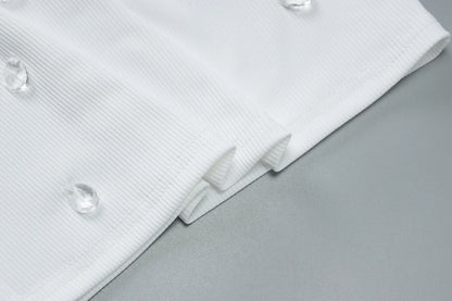 Dulzura Ribbed Sleeveless Water Droplets Diamond Decorated Tank Sexy Casual Bodycon Top Party Club Streetwear Spring Summer