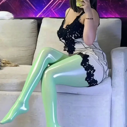 Women's High Oil Content Glossy Horse Oil Stockings Plus Size 8D Ultra Thin Silky Pantyhose Elegant Shiny Solid Color Tights
