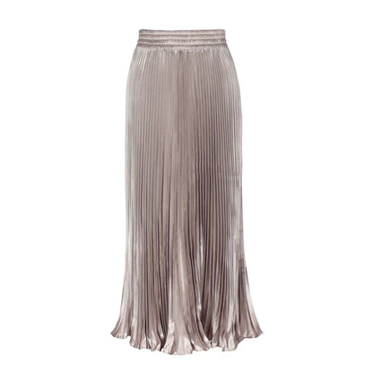 Women's Fashion Pleated Mermaid Long Skirt Korean Style Casual High Waist Satin Flowy Skirts Shiny 19 Colors 2024 Spring SK500