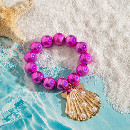 DIEZI Bohemian Multicolor CCB Beads Bracelets For Women Fashion Sweet Shell Starfish Conch Charm Bracelets Bangles Men Jewelry