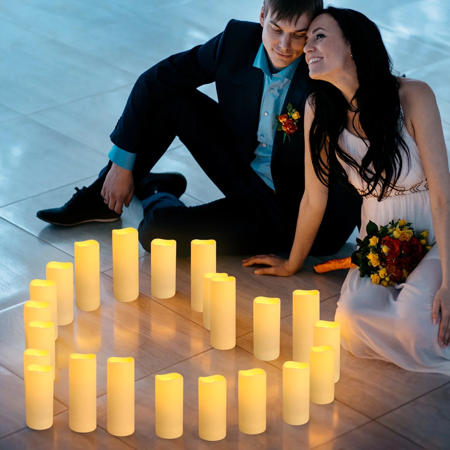 6-240Pcs LED Pillar Candles Flameless Battery Operated Candles Wedding Flickering Candle for Concert/Home Decor/Party Supplies