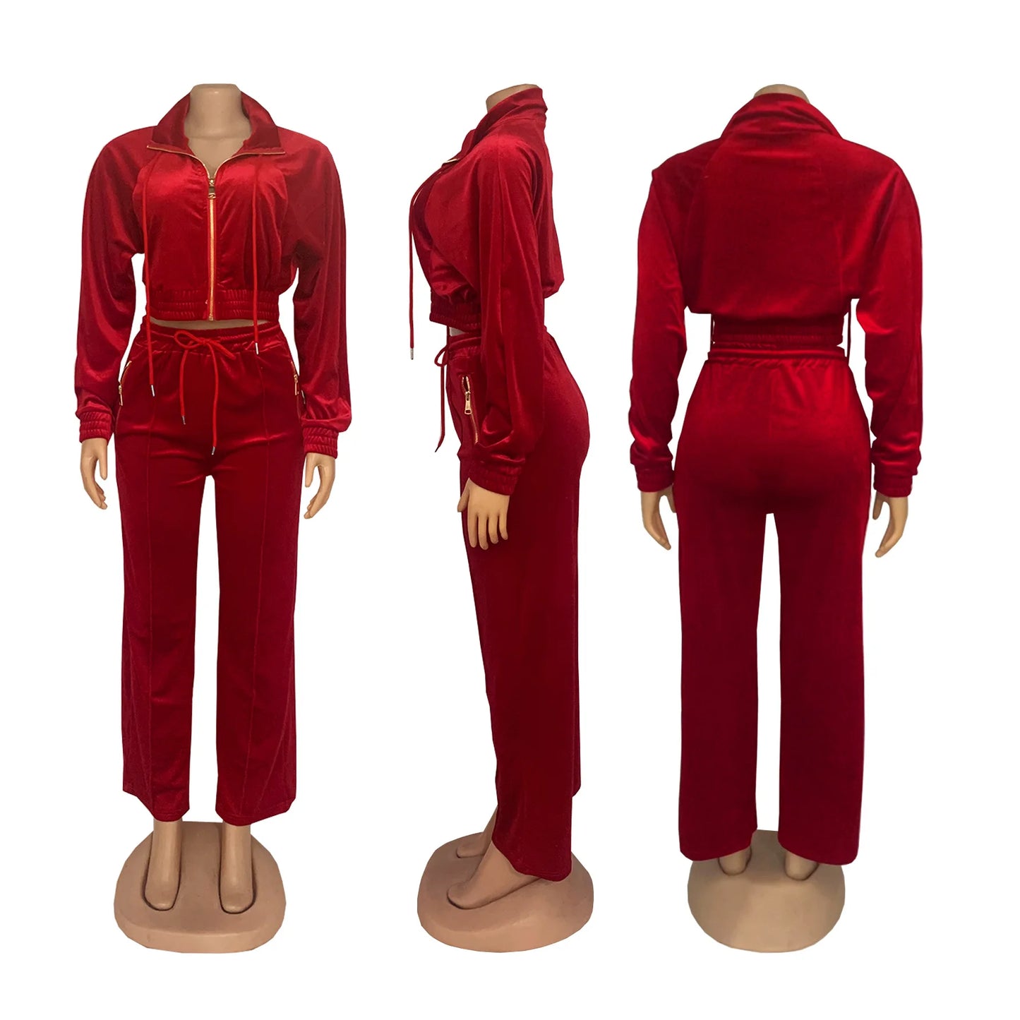 Pants Set Women Two Piece Sets Matching Sets Y2k Streetwear Zipper Coats Long Pants Elastic Waist Sportswear Tracksuit Jogger