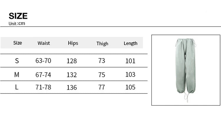 Y2k Cargo Women Drawstring Pants Low Waist Sweatpant Streetwear Vintage Baggy Wide Leg Trousers Oversized Parachute Jogger Pants