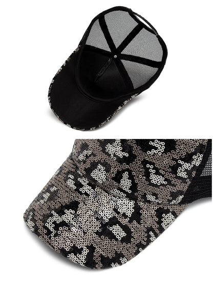 CNTANG New Women's Baseball Cap Summer Mesh Hat Fashion Leopard Spangle Design Hats For Woman Outdoors Sun Visor Adjustable