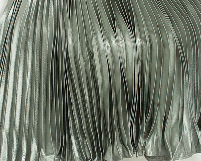 Women's Fashion Pleated Mermaid Long Skirt Korean Style Casual High Waist Satin Flowy Skirts Shiny 19 Colors 2024 Spring SK500