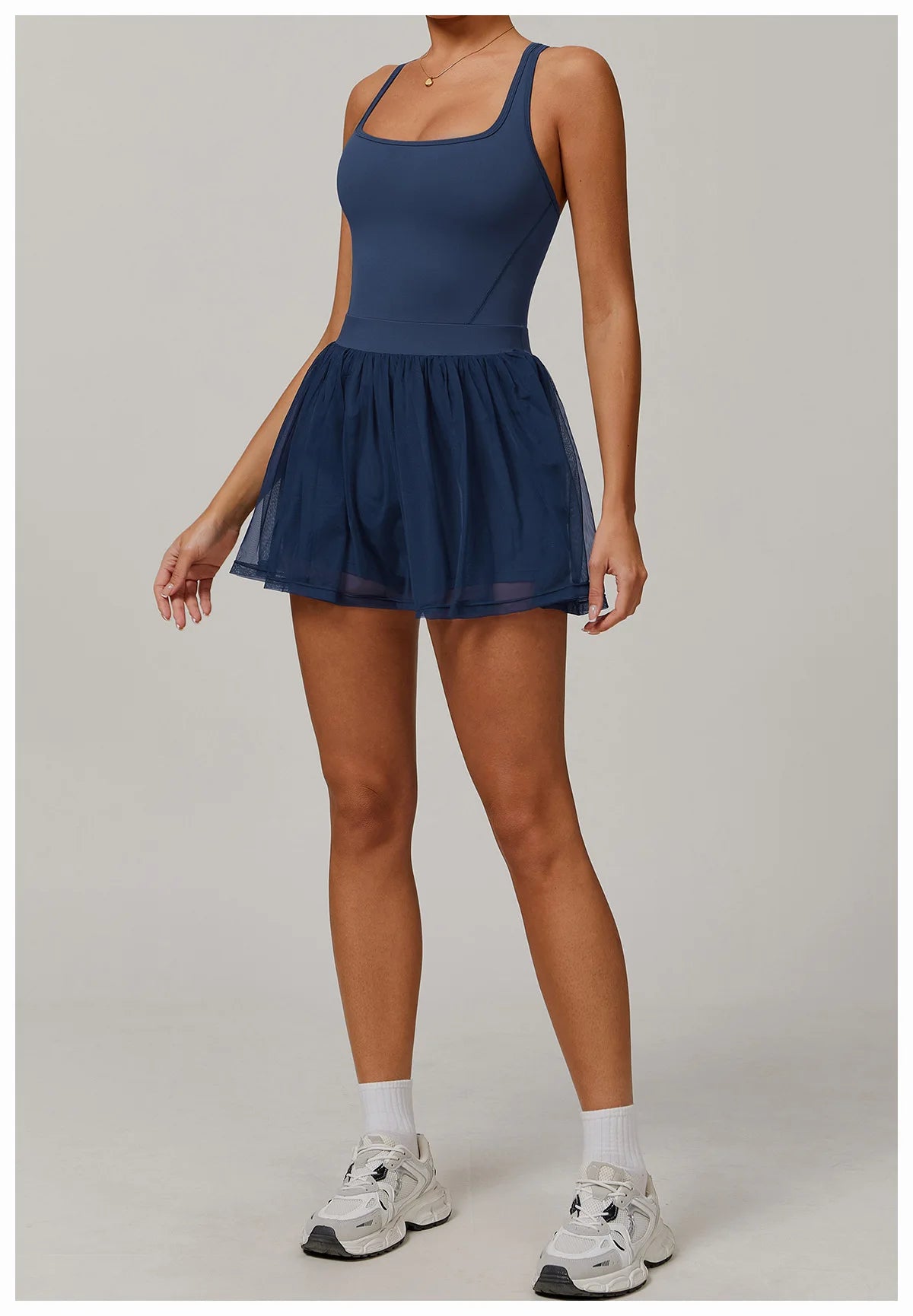 Custom LOGO women's recycled dress mesh yarn breathable and quick-drying sports running anti-light tennis skirt