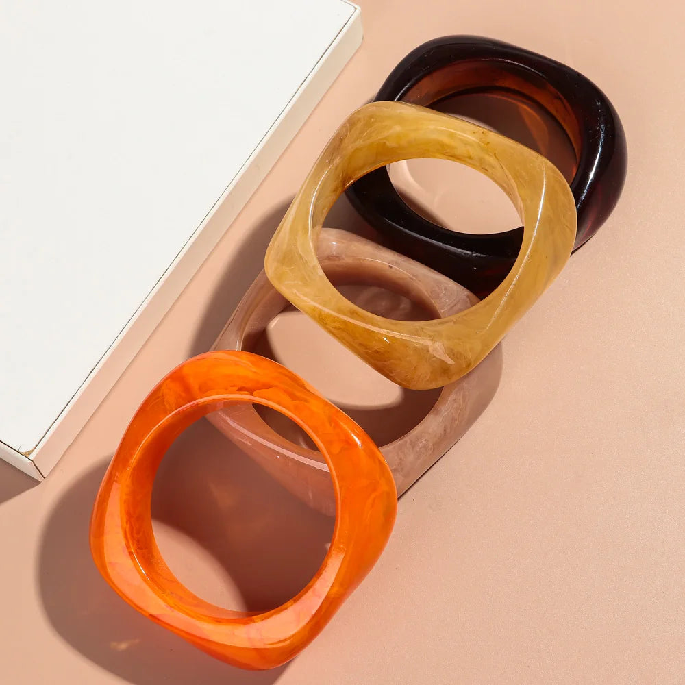 Vintage Acrylic Big Geometric irregular Bangles for Women Trendy Resin Wide Cuff Bangles Bracelets 2025 Fashion Jewelry