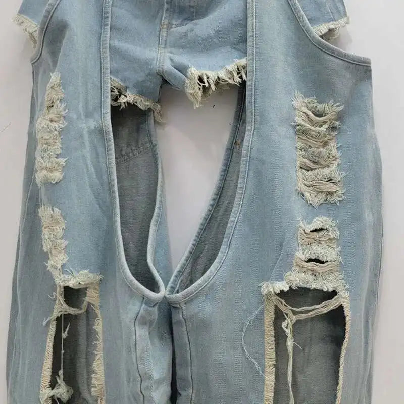 DEAT Fashion Women's Worn-out Hole Belt Denim Pants Splicing Low Waisted Shorts Two-piece Set Female 2024 Autumn New 11A01141