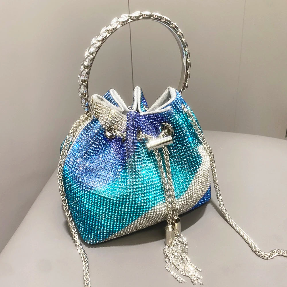 purses and handbags bags for women luxury Designer bucket clutch purse evening banquet bag Crystal rhinestone shoulder bags