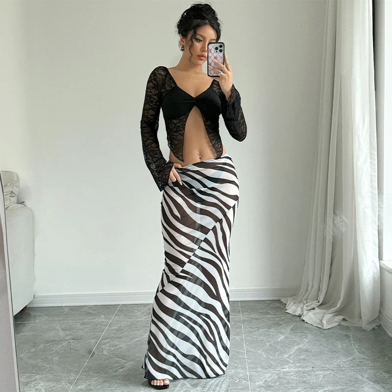 Dulzura Sexy Elegant Skirt Leopard Printed Maxi Women Skirts 2024 Lady Y2K Clothes Office Club Party Casual Streetwear Wholesale