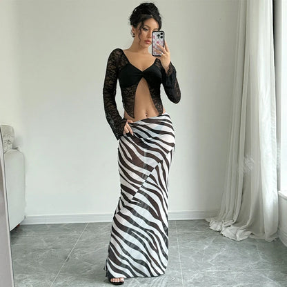 Dulzura Sexy Elegant Skirt Leopard Printed Maxi Women Skirts 2024 Lady Y2K Clothes Office Club Party Casual Streetwear Wholesale