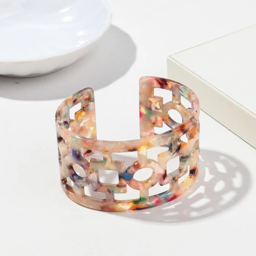 Vintage Acrylic Big Geometric irregular Bangles for Women Trendy Resin Wide Cuff Bangles Bracelets 2025 Fashion Jewelry