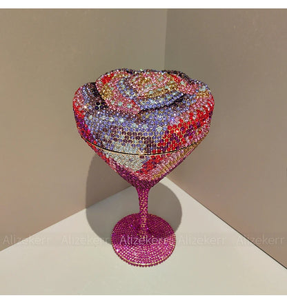 Alizekerr Goblet Rhinestone Evening Bags Women Gorgeous Boutique Unique Flower Crystal Clutch Purses And Handbags Wedding Party
