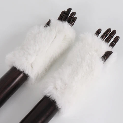New Style Fashion 100% Genuine Rex Rabbit Fur Lady Gloves Women Winter Keep Warm Real Fur Glove Elastic Knit Outdoor Fur Mittens