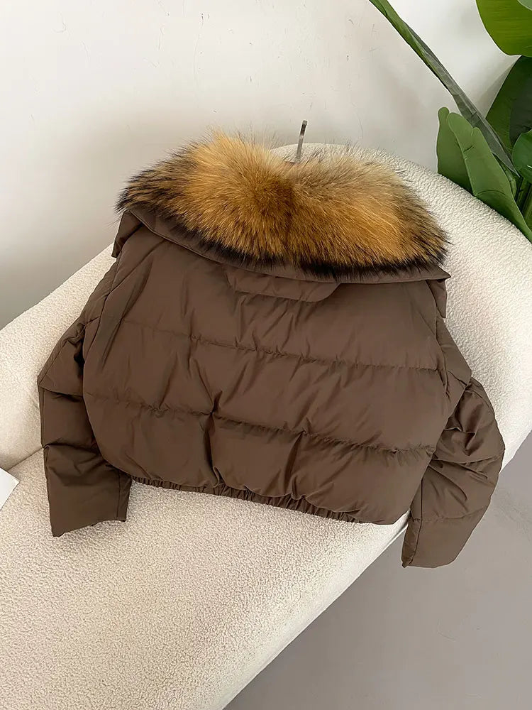 OFTBUY 2025 Big Natural Real Fox Fur Coat Women Autumn Winter Female 90% White Duck Down Jacket Feather Short  Coat Thick Warm