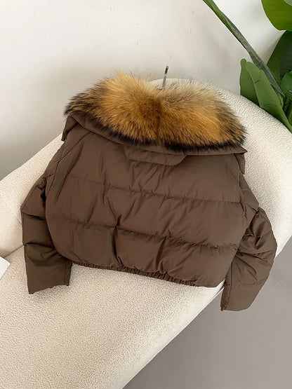 OFTBUY 2025 Big Natural Real Fox Fur Coat Women Autumn Winter Female 90% White Duck Down Jacket Feather Short  Coat Thick Warm
